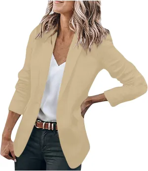 Womens Casual Blazers Open Front Long Sleeve Work Office Suit Jackets Blazer Plus Size Autumn Winter Outwears