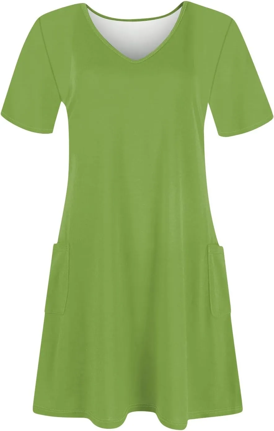 Women's Casual Dreesses 2025 Summer Boho Midi Dress Short Sleeve T Shirts Dress Beach Vacation Swimsuit Coverup