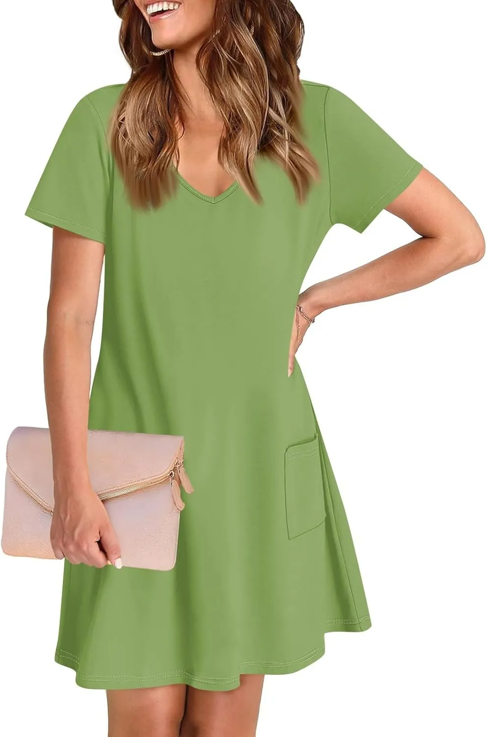 Women's Casual Dreesses 2025 Summer Boho Midi Dress Short Sleeve T Shirts Dress Beach Vacation Swimsuit Coverup