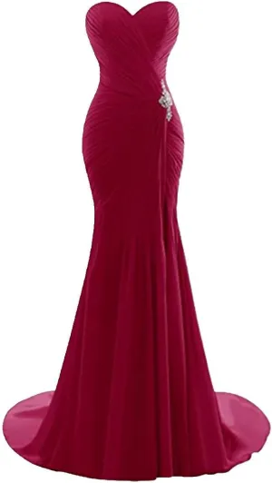 Women's Chiffon Evening Dresses Off Shoulder Long Prom Dresses Mermaid