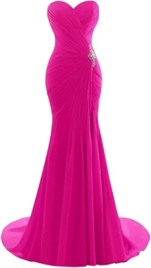 Women's Chiffon Evening Dresses Off Shoulder Long Prom Dresses Mermaid