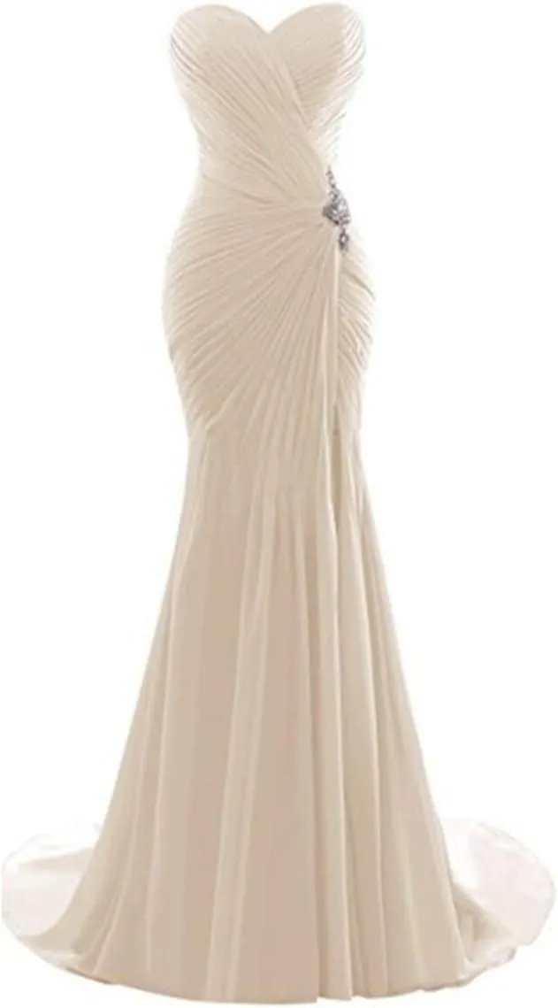Women's Chiffon Evening Dresses Off Shoulder Long Prom Dresses Mermaid