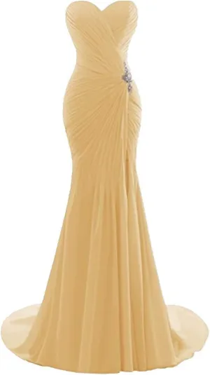 Women's Chiffon Evening Dresses Off Shoulder Long Prom Dresses Mermaid