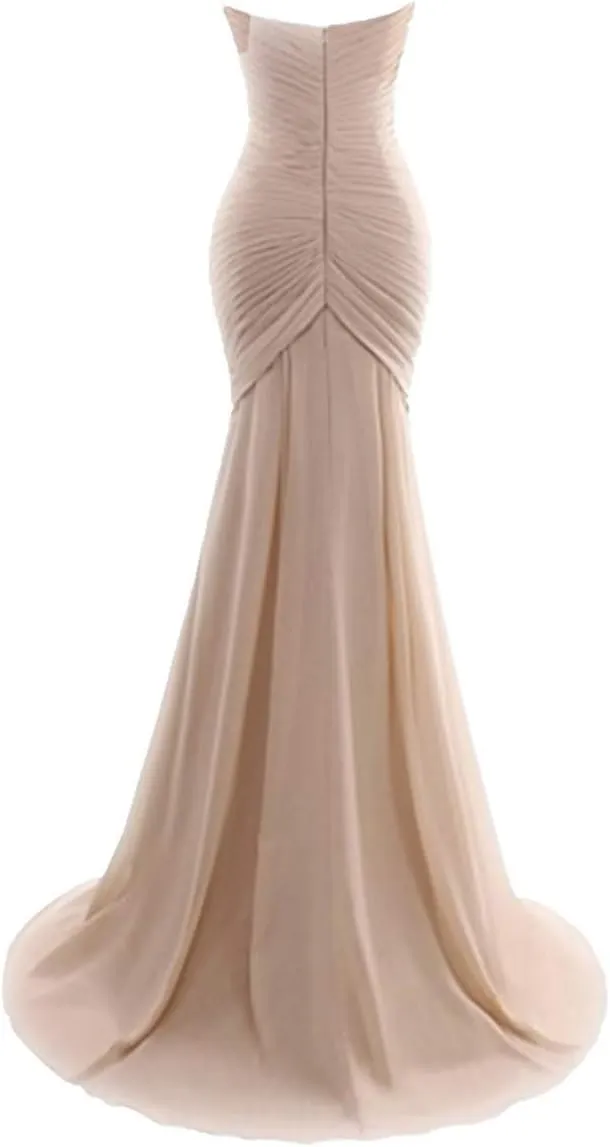 Women's Chiffon Evening Dresses Off Shoulder Long Prom Dresses Mermaid