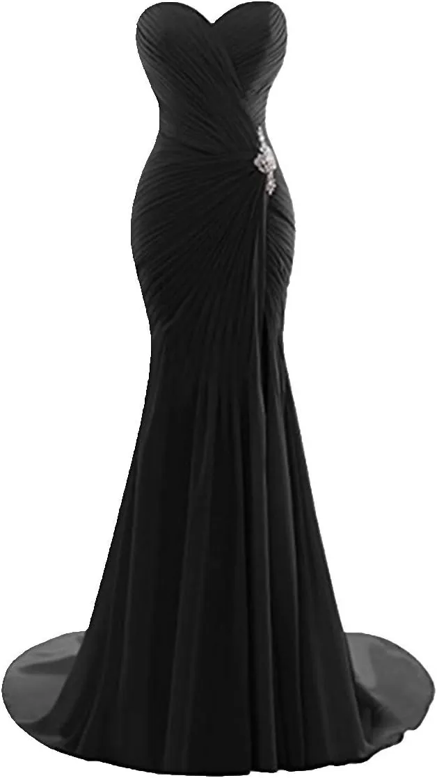 Women's Chiffon Evening Dresses Off Shoulder Long Prom Dresses Mermaid