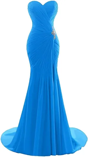 Women's Chiffon Evening Dresses Off Shoulder Long Prom Dresses Mermaid