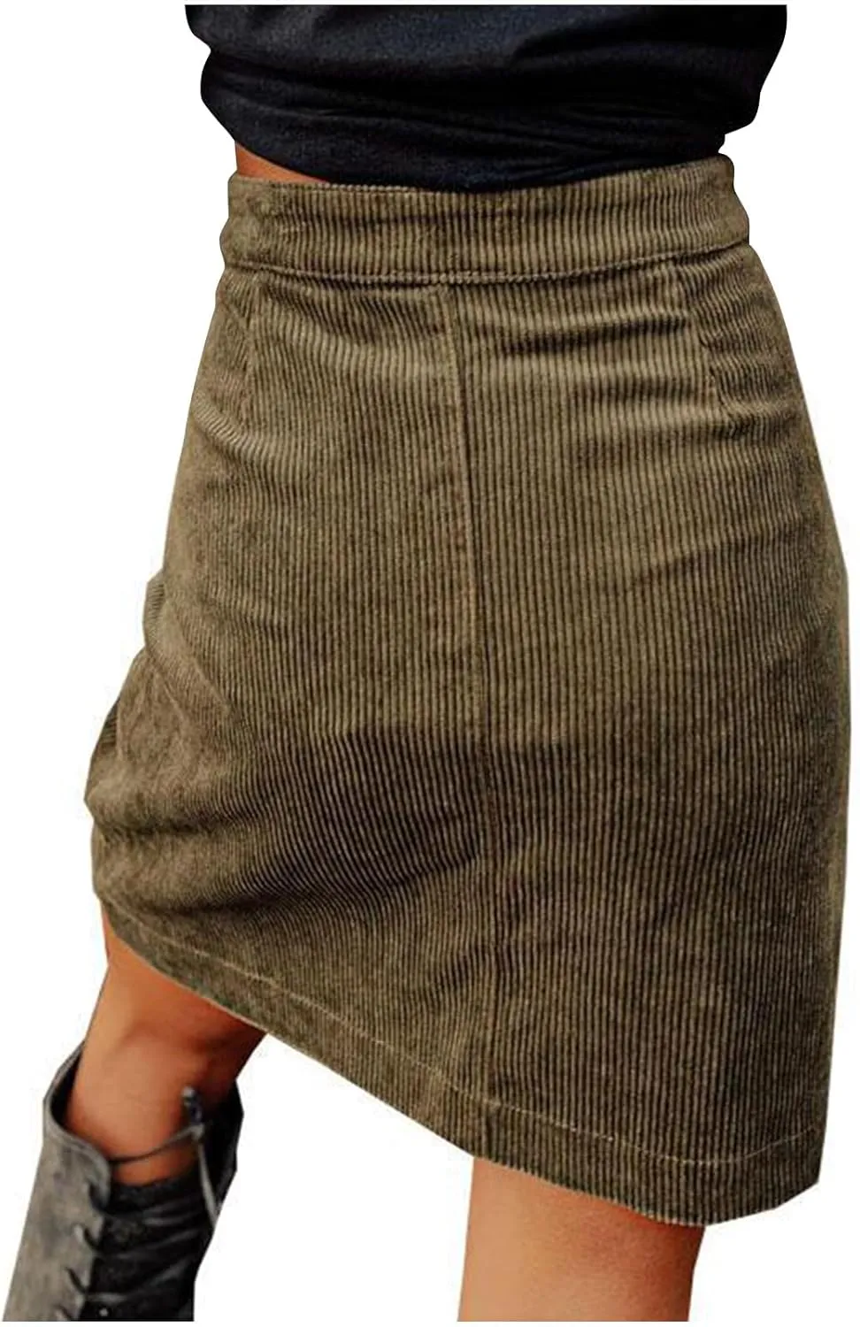 Womens Corduroy Skirts High Waist Button Down A-line Short Skirt Y2K Trendy Casual Skirt with Pockets for Fall Winter