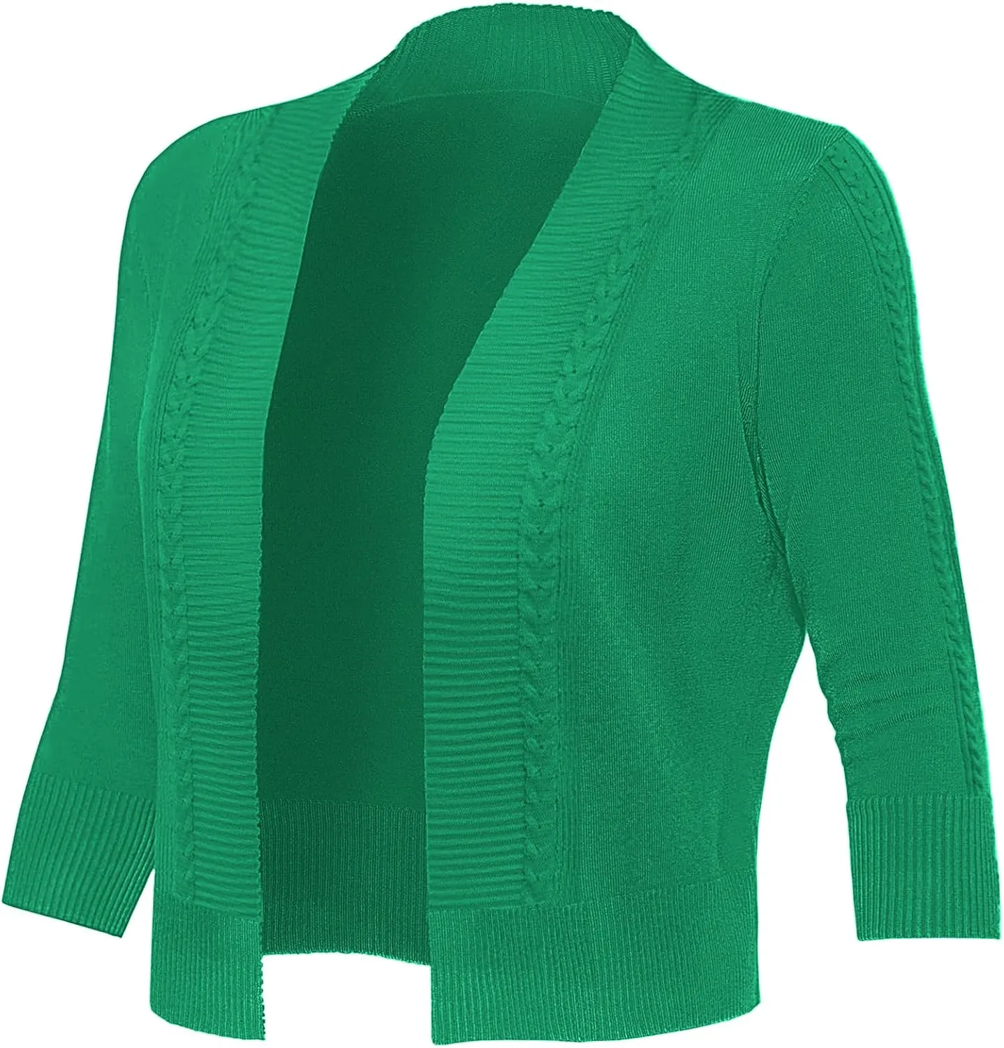 Women's Cropped Cardigan Sweater 3/4 Sleeve Open Front Bolero Shrug Sweaters Soft Cotton Knit Jacket Top