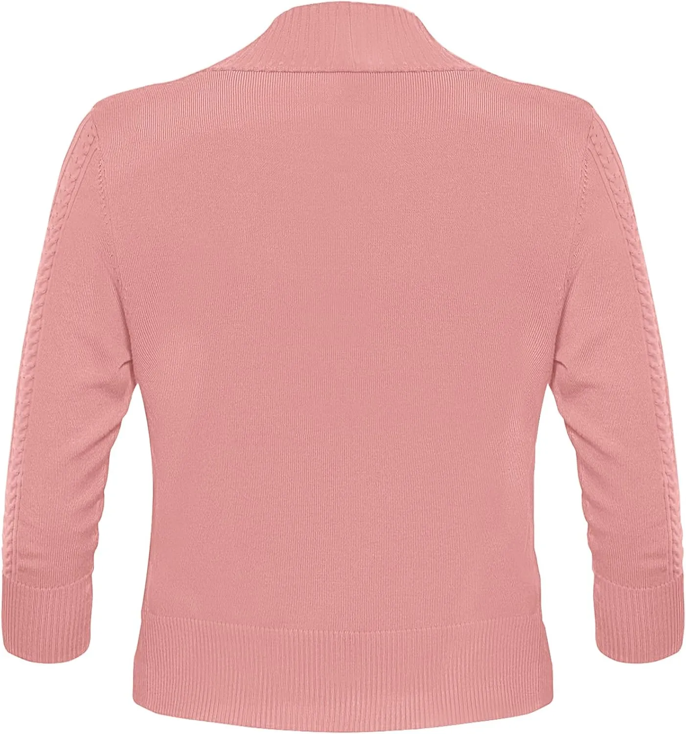 Women's Cropped Cardigan Sweater 3/4 Sleeve Open Front Bolero Shrug Sweaters Soft Cotton Knit Jacket Top