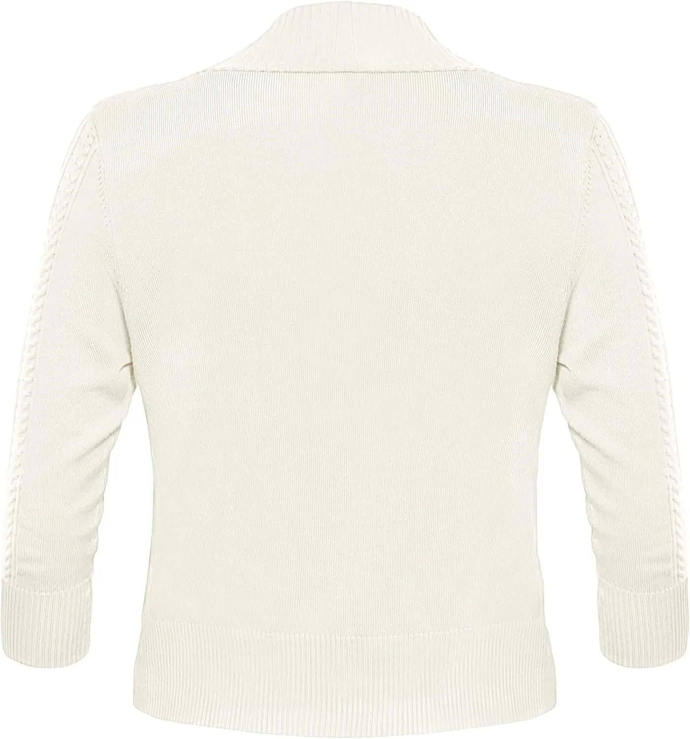Women's Cropped Cardigan Sweater 3/4 Sleeve Open Front Bolero Shrug Sweaters Soft Cotton Knit Jacket Top