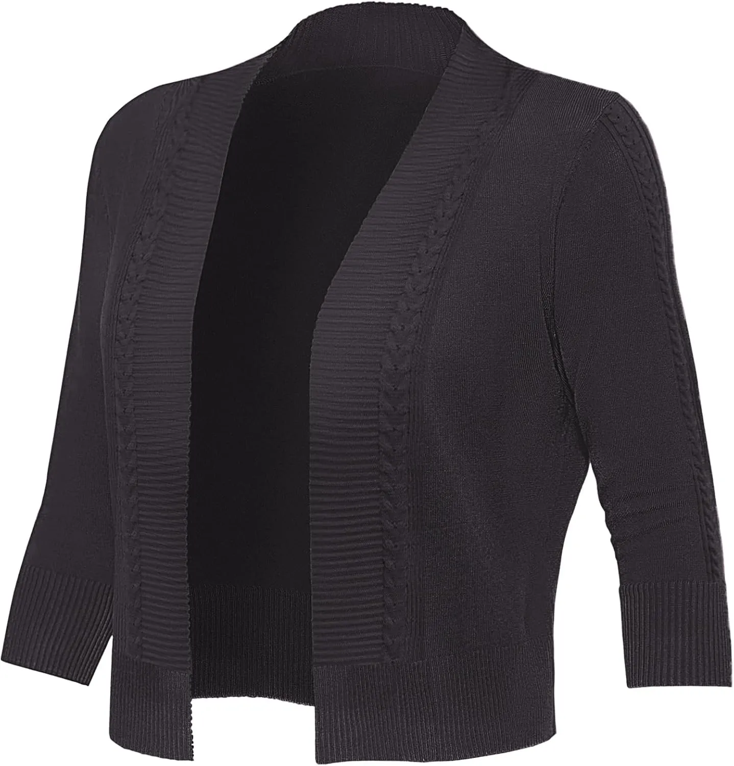 Women's Cropped Cardigan Sweater 3/4 Sleeve Open Front Bolero Shrug Sweaters Soft Cotton Knit Jacket Top
