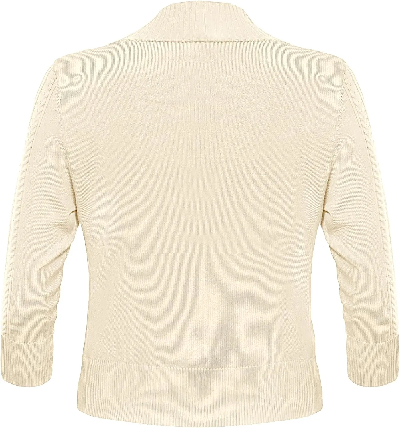 Women's Cropped Cardigan Sweater 3/4 Sleeve Open Front Bolero Shrug Sweaters Soft Cotton Knit Jacket Top