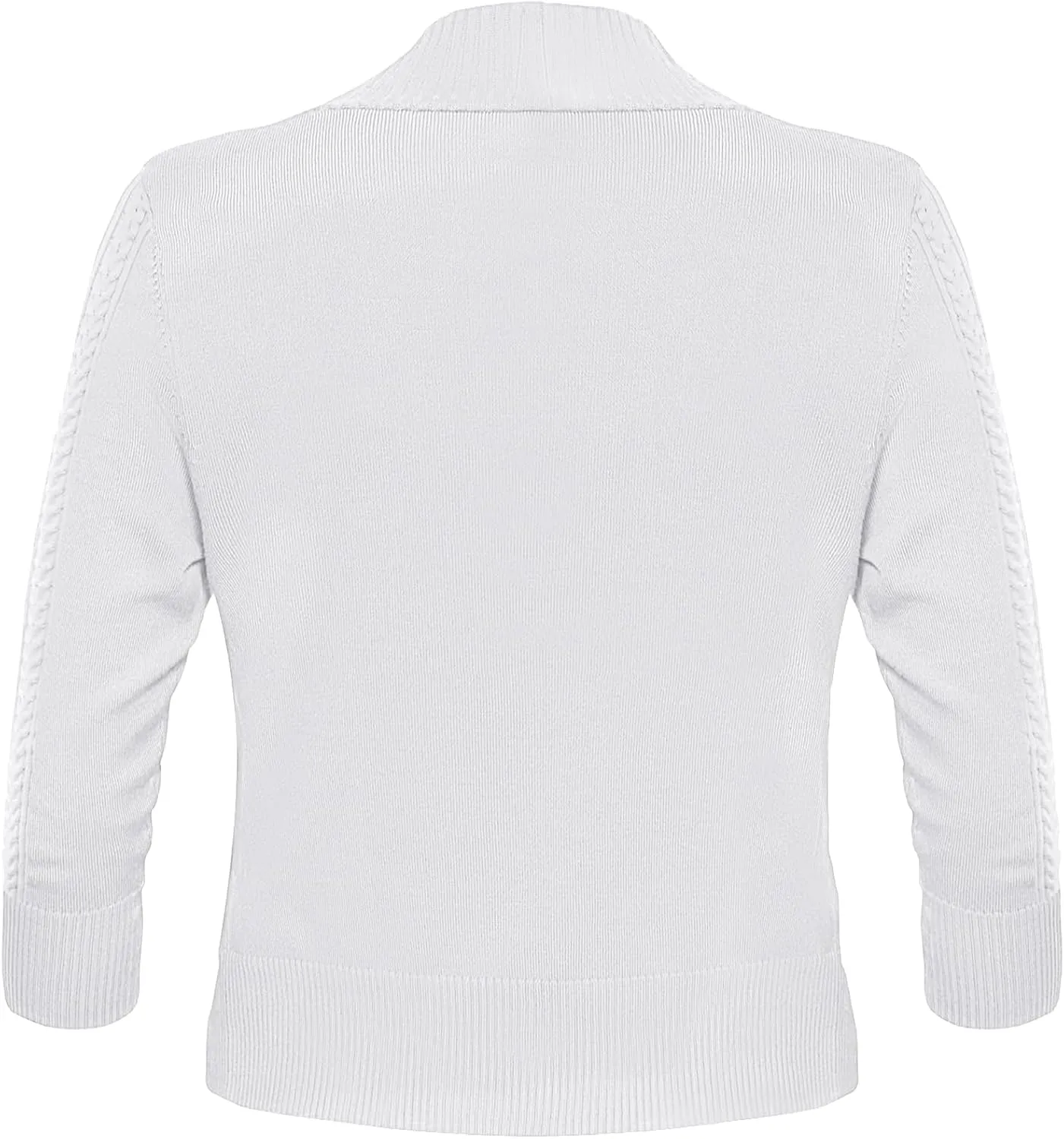 Women's Cropped Cardigan Sweater 3/4 Sleeve Open Front Bolero Shrug Sweaters Soft Cotton Knit Jacket Top