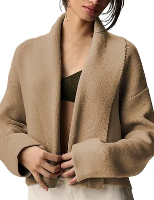 Womens Cropped Cardigan Sweaters Chunky Knit Shawl Collar Sweater Jacket Trendy Fall Winter Cardigans