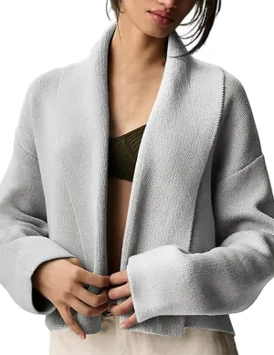 Womens Cropped Cardigan Sweaters Chunky Knit Shawl Collar Sweater Jacket Trendy Fall Winter Cardigans