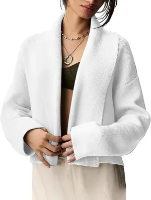 Womens Cropped Cardigan Sweaters Chunky Knit Shawl Collar Sweater Jacket Trendy Fall Winter Cardigans