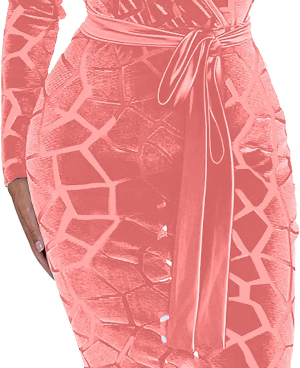 Women's Elegant Bodycon Long Dresses Deep V Neck Long Sleeves Club Night Party Midi Dress