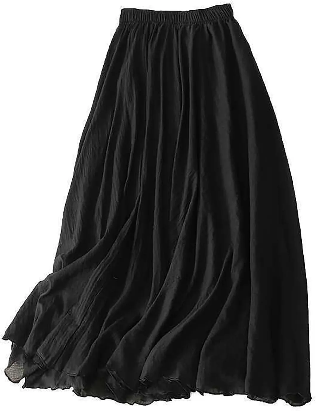 Women's Fashion Skirts Elastic High Waist Skirt Tulle Ruffle Pleated A-Line Swing Midi Skirt Casual Skirt for Women