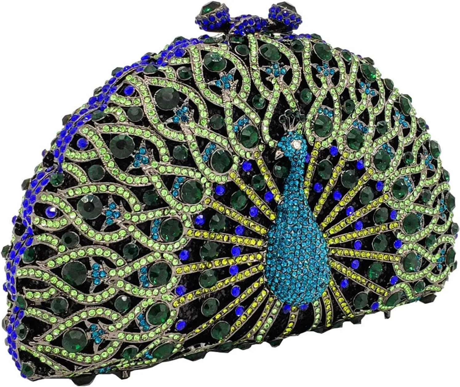 Women's Green Crystal Peacock Handbag, Evening Dress Handbag, Party Wedding Bridal Diamond Wallet(size6.61.54.7inch)