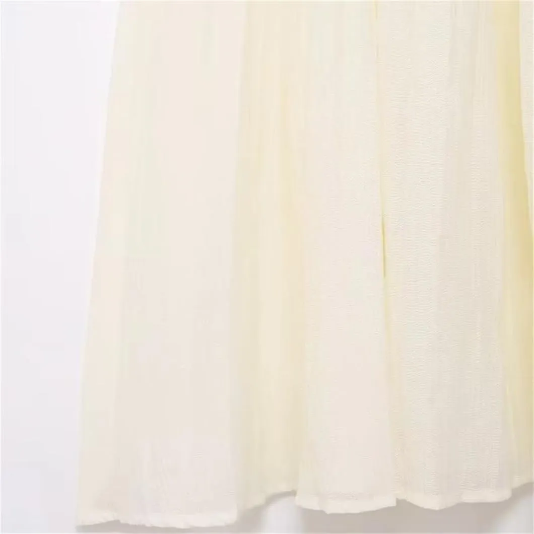 Women's Knitted Patchwork Midi Skirt with Side Zipper for OfficeSlim Fit Solid Color Pleated Design