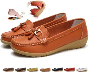 Women's Leather Breathable Moccasins Shoes Ladies Comfortable Dressy Moccasins Driving Penny Loafers Orthopedic Loafers in Breathable Leather