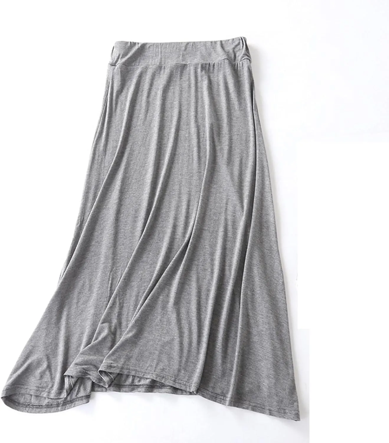 Womens Long Maxi Skirt Modal Cotton Solid Lightweight Flowy Elastic Waist A-Line Skirt Casual Summer Lounge Long Skirt