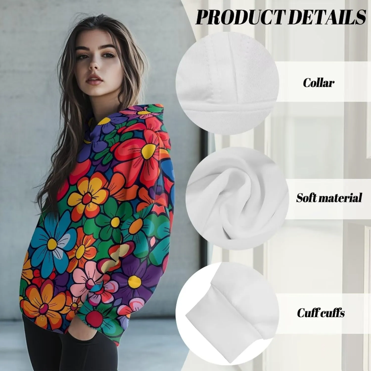 Women's Loose Hoodie Long Sleeve Hooded Sweatshirts Drop Shoulder Pullovers Casual Fall Winter Outfits, S-2XL