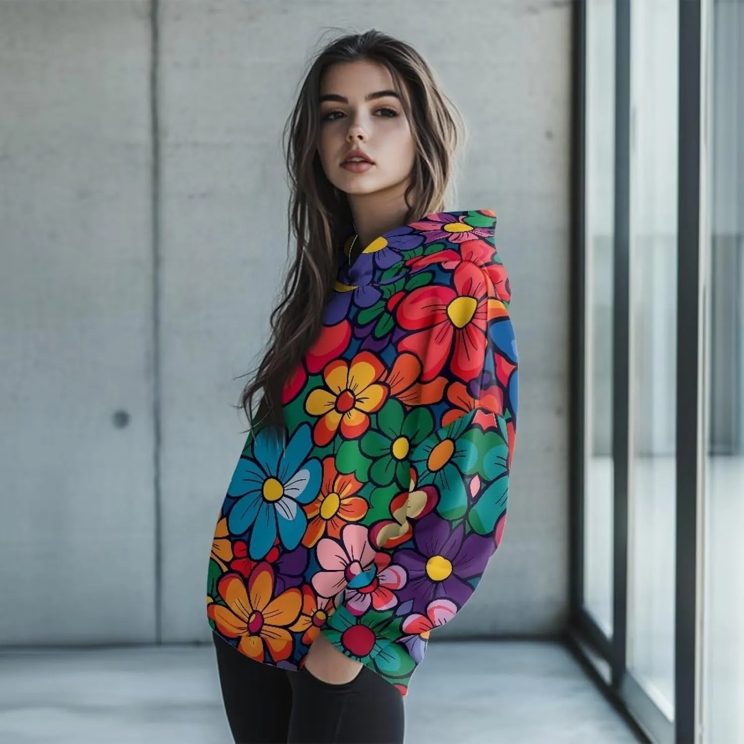 Women's Loose Hoodie Long Sleeve Hooded Sweatshirts Drop Shoulder Pullovers Casual Fall Winter Outfits, S-2XL