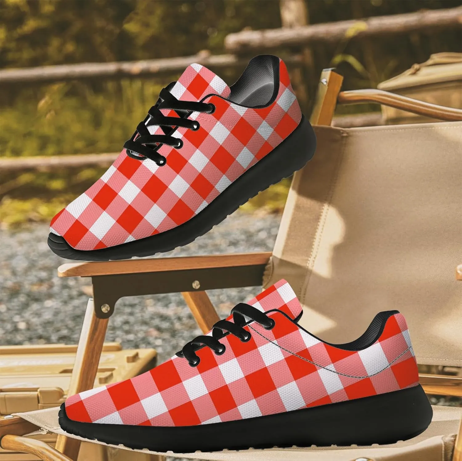 Women's Men's Running Shoes Walking Sneakers Tennis Shoes Checkered Gifts for Women Teens
