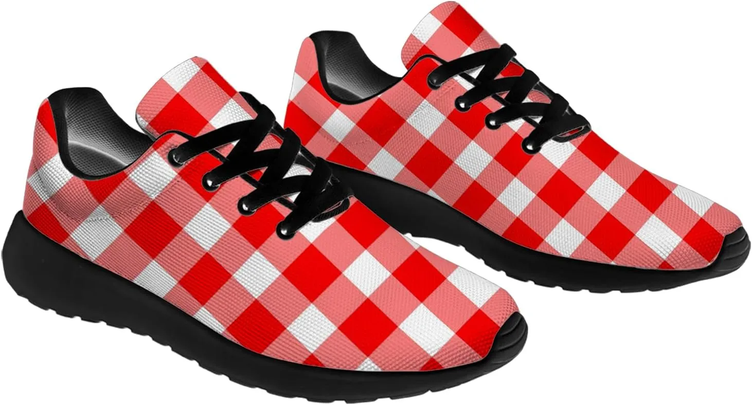 Women's Men's Running Shoes Walking Sneakers Tennis Shoes Checkered Gifts for Women Teens