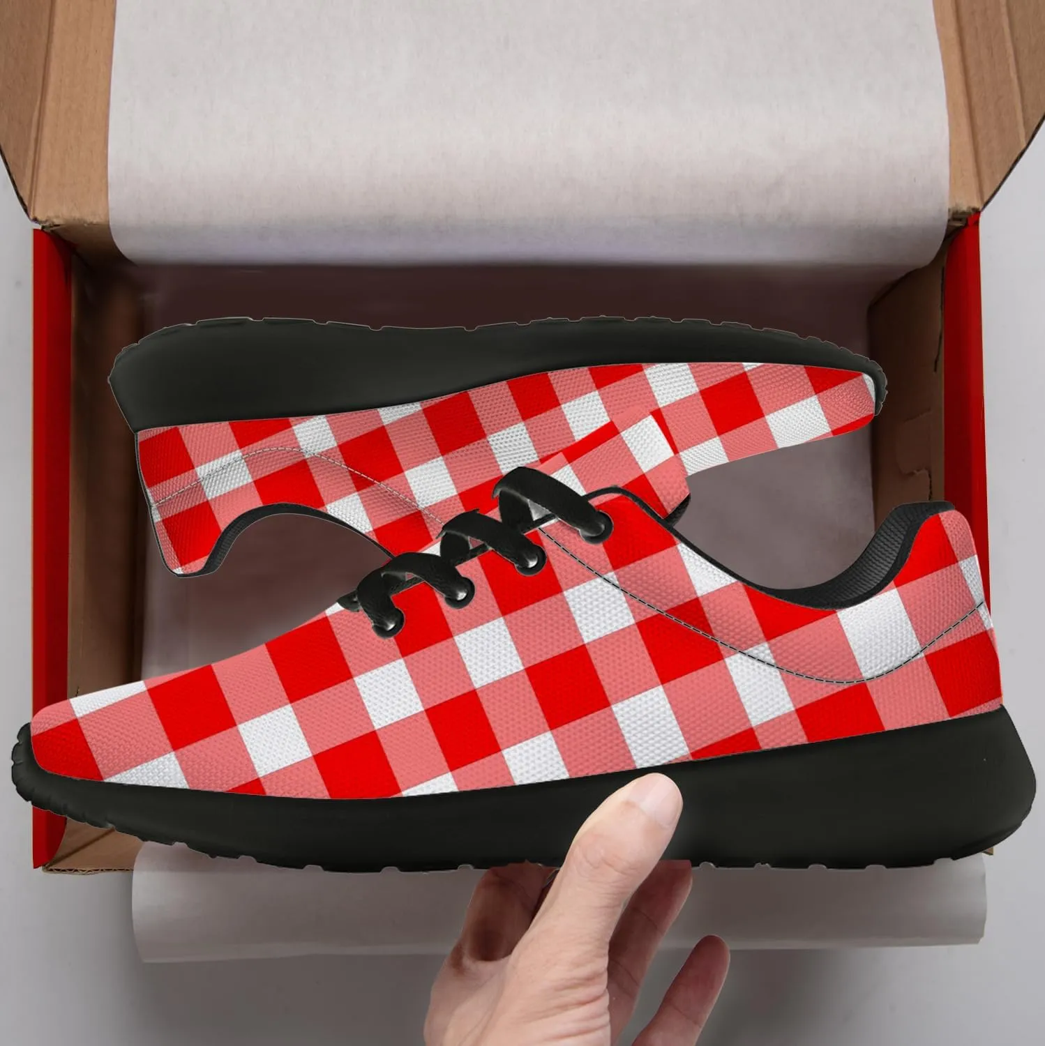 Women's Men's Running Shoes Walking Sneakers Tennis Shoes Checkered Gifts for Women Teens