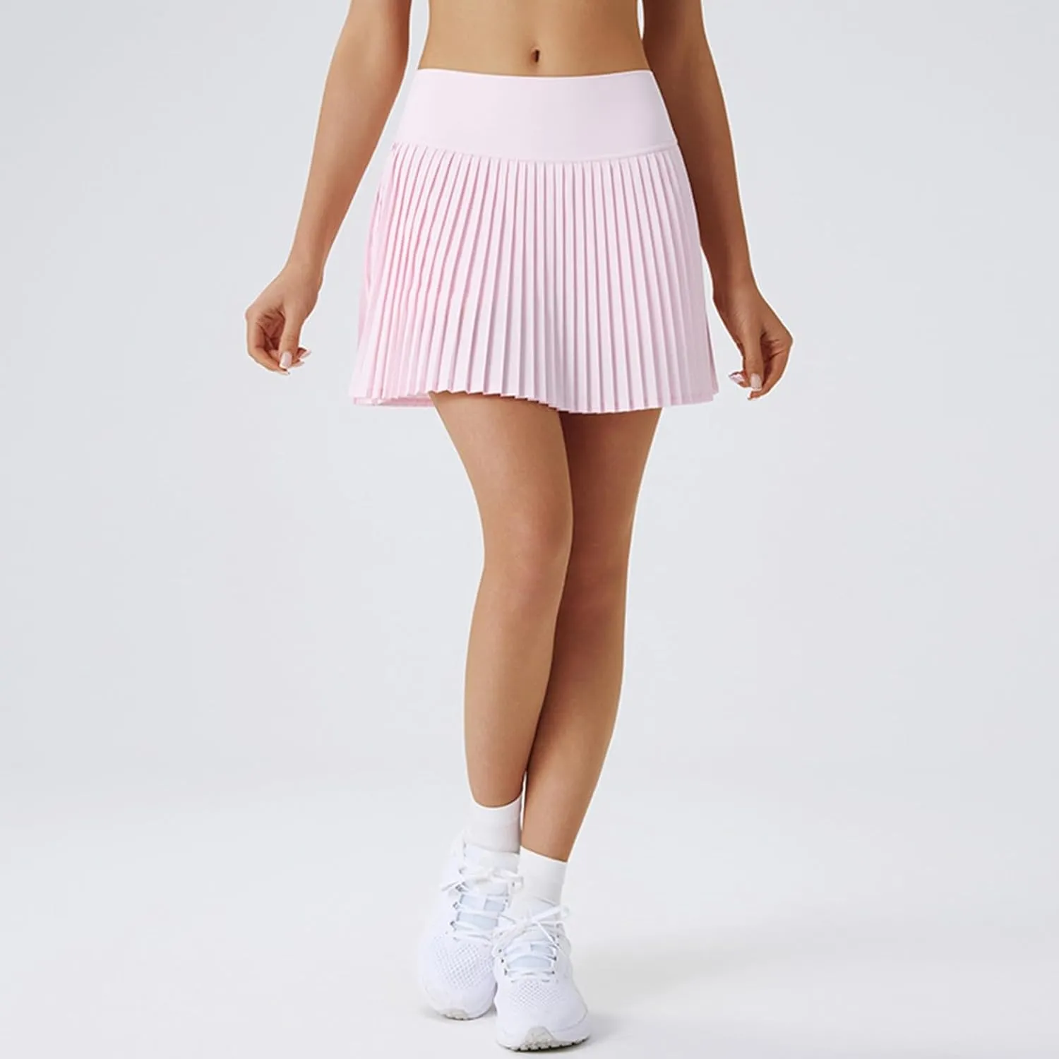 Women's Mid Waisted Pleated Tennis Skirts with Pockets A Line Athletic Mini Skirt Built-in Shorts Workout Golf Skorts