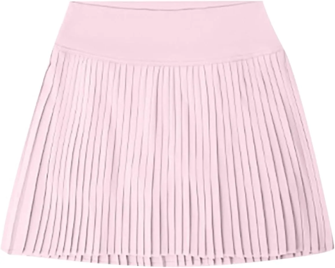 Women's Mid Waisted Pleated Tennis Skirts with Pockets A Line Athletic Mini Skirt Built-in Shorts Workout Golf Skorts