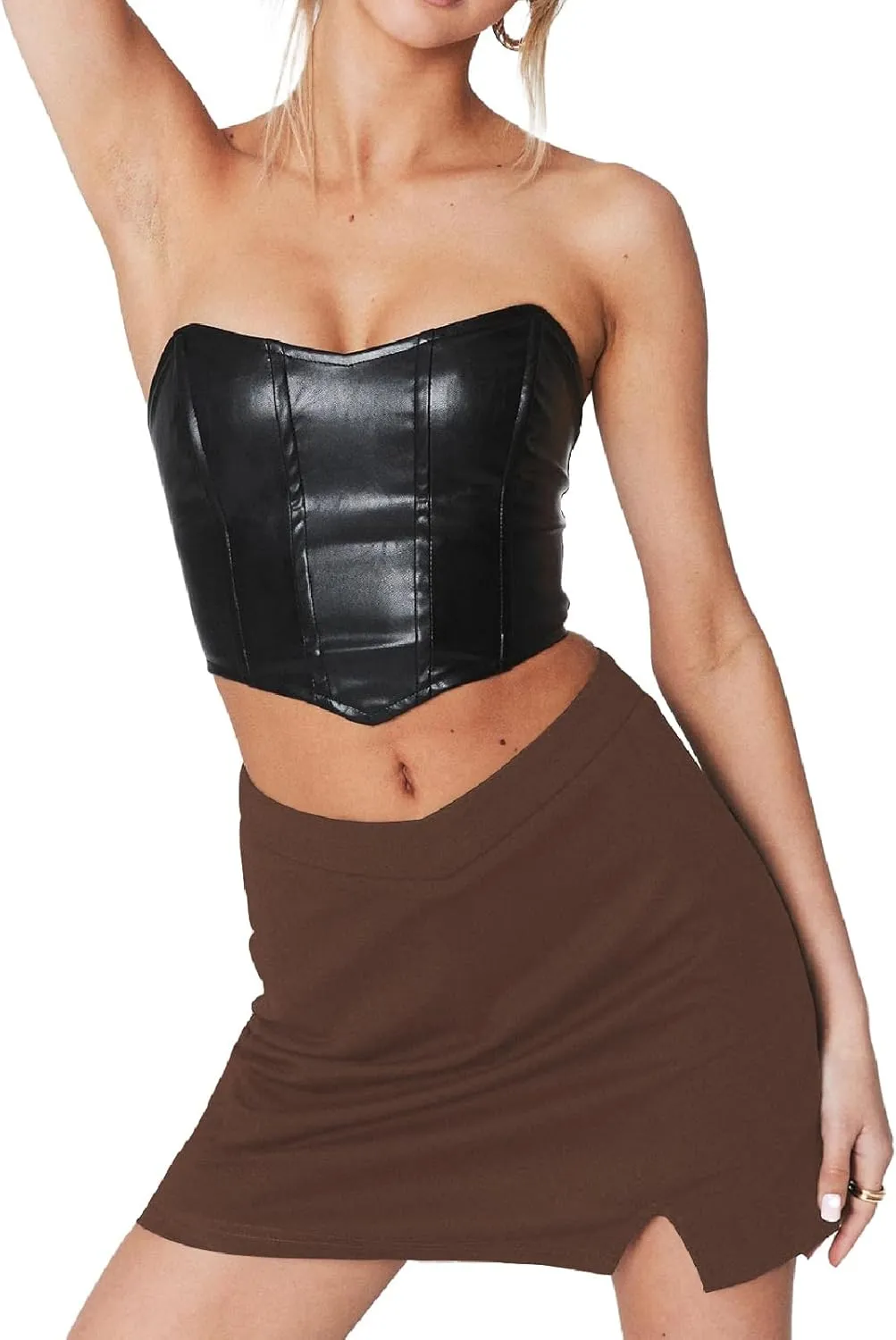 Womens Mini Skorts Casual Y2k Summer Mid-Waisted Front Split Pencil Bodycon Skirts with Shorts Underneath
