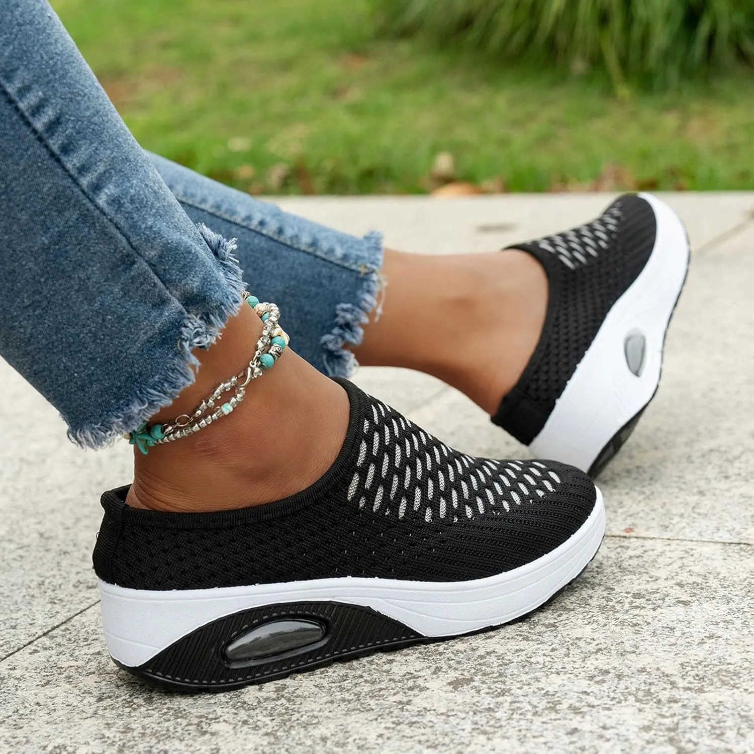 Women's Orthopedic Air Cushion Slippers Breathable Mesh Sandals Comfortable Walking Shoes for Outdoor Indoor