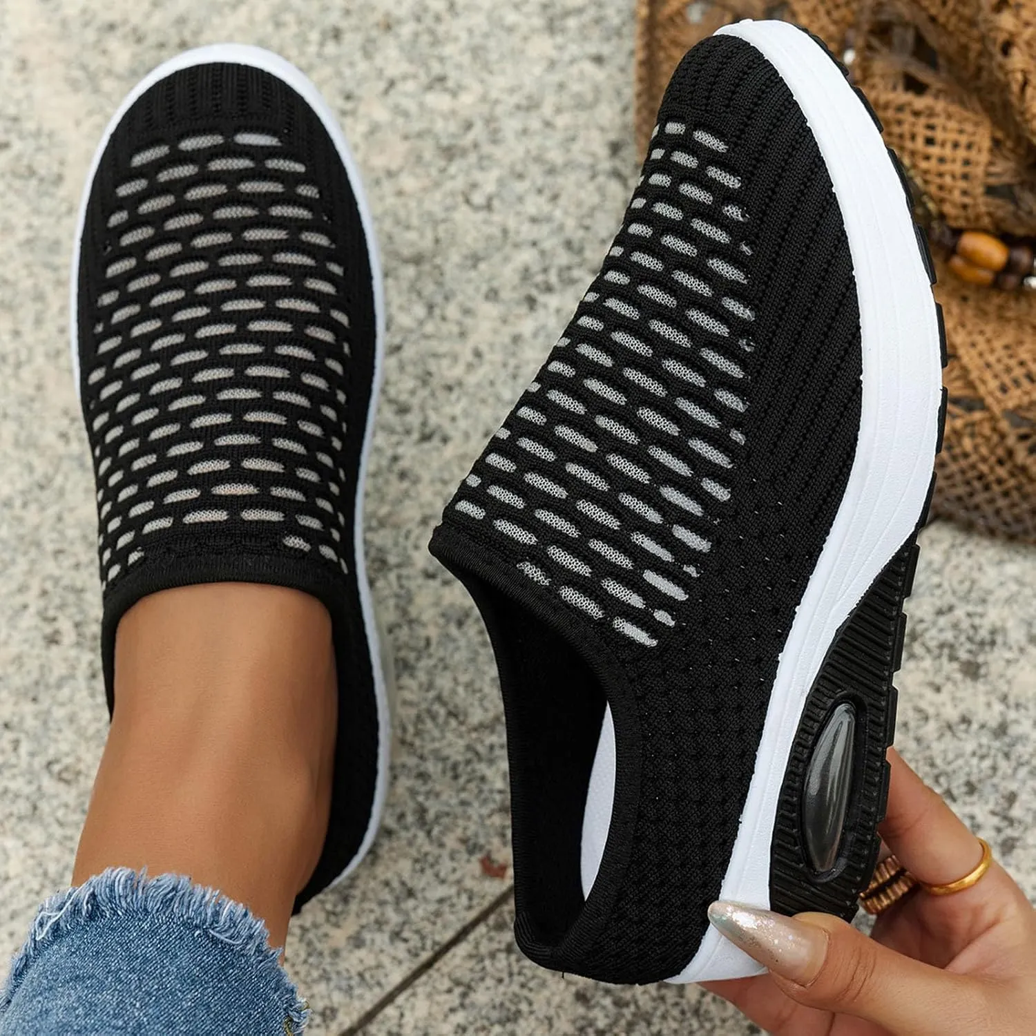 Women's Orthopedic Air Cushion Slippers Breathable Mesh Sandals Comfortable Walking Shoes for Outdoor Indoor