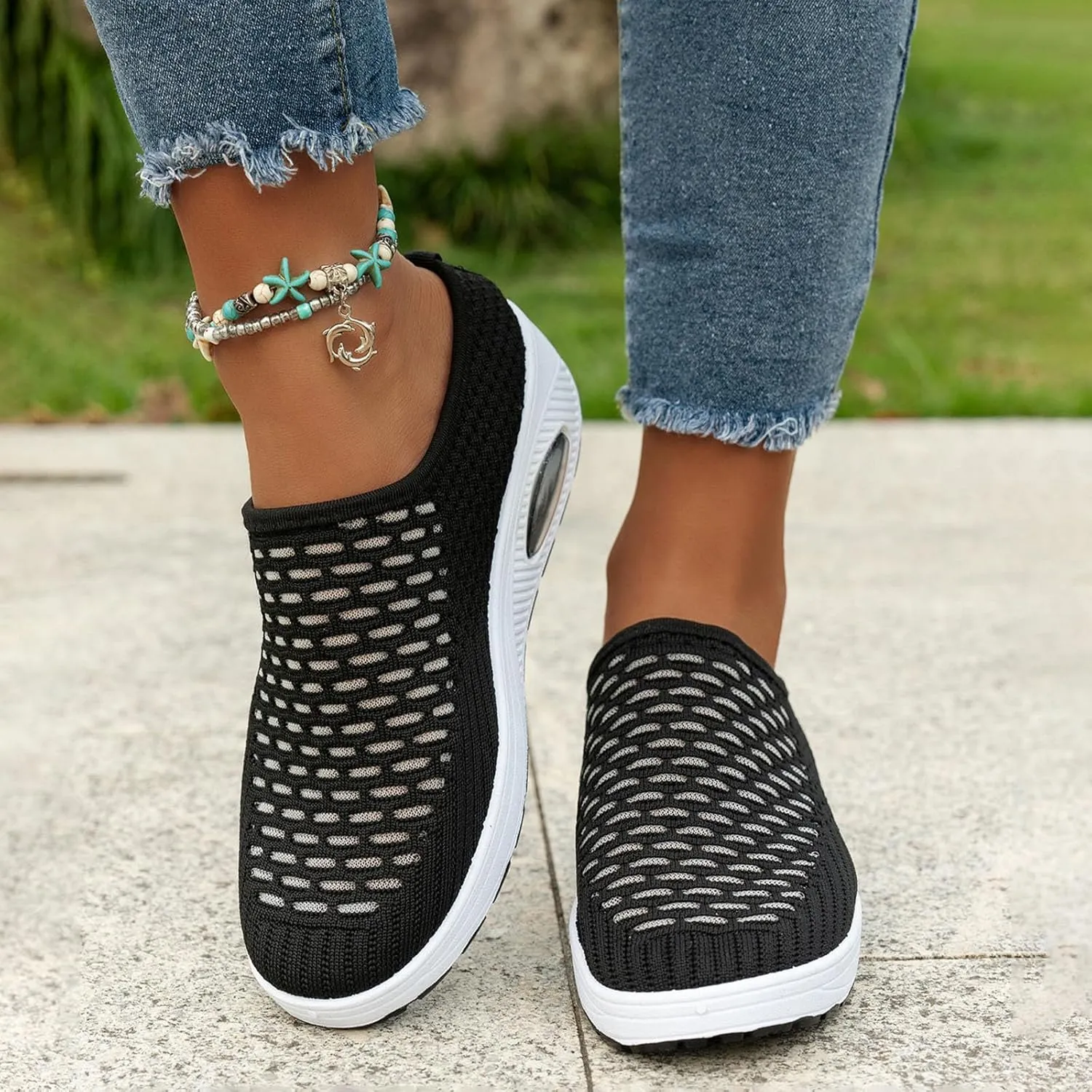 Women's Orthopedic Air Cushion Slippers Breathable Mesh Sandals Comfortable Walking Shoes for Outdoor Indoor
