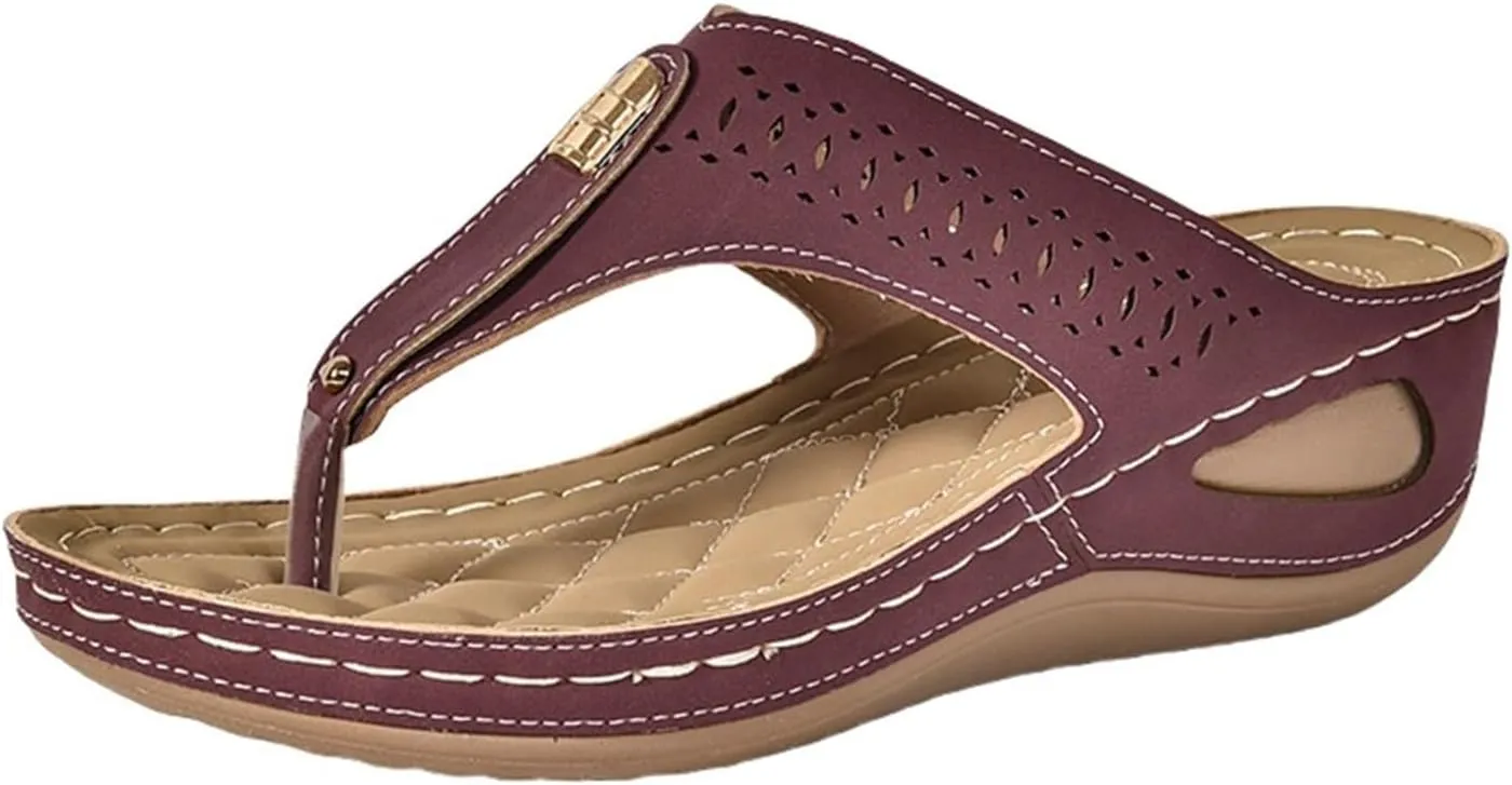 Women's Orthopedic Arch Support Sandals Diabetic Walking Shoes Summer Orthotic Comfortable Slip On Peep Toe Platforms Wedge Sandal Casual Lightweight Breathable Flip Flops Work Slipper