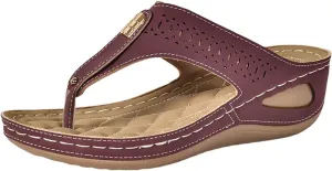 Women's Orthopedic Arch Support Sandals Diabetic Walking Shoes Summer Orthotic Comfortable Slip On Peep Toe Platforms Wedge Sandal Casual Lightweight Breathable Flip Flops Work Slipper