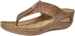 Women's Orthopedic Arch Support Sandals Diabetic Walking Shoes Summer Orthotic Comfortable Slip On Peep Toe Platforms Wedge Sandal Casual Lightweight Breathable Flip Flops Work Slipper