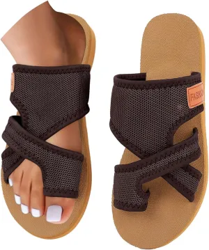 Womens Orthopedic Sandals 2025 Vacation Slide Beach Sandals with Arch Support Breathable Comfortable Flip Flops