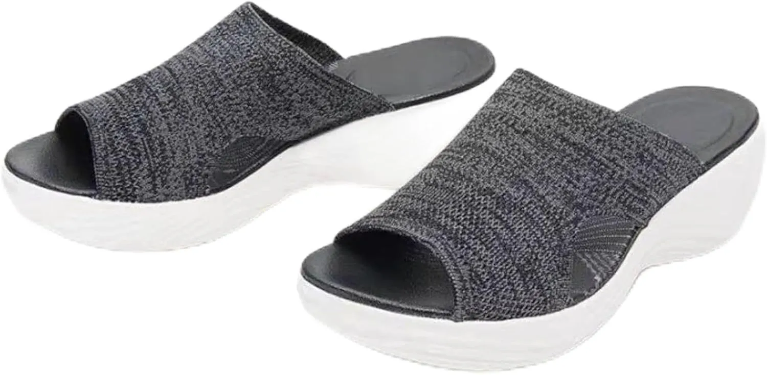 Womens Orthopedic Sandals Summer Washable Slingback Sale Clearance Open Toe Leather Sandals Mesh Platform Soft Sole Casual Women's Beach Sandals,Black,US7.5/EU39