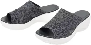 Womens Orthopedic Sandals Summer Washable Slingback Sale Clearance Open Toe Leather Sandals Mesh Platform Soft Sole Casual Women's Beach Sandals,Black,US7.5/EU39