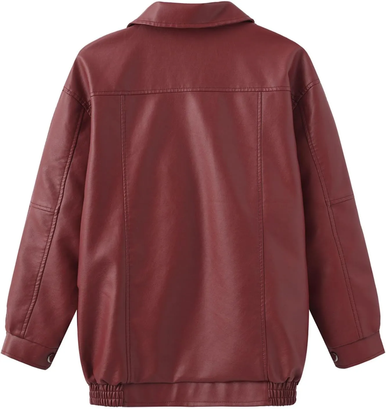 Womens Oversized Leather Jackets Faux Casual Zip Up Casual Bomber Fall Fashion Motorcycle Jacket with Pockets