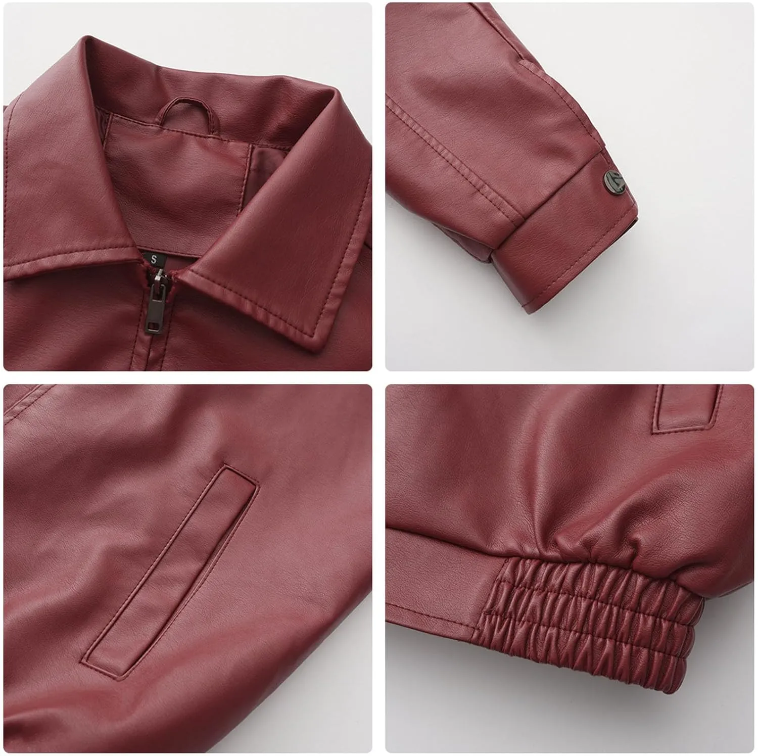 Womens Oversized Leather Jackets Faux Casual Zip Up Casual Bomber Fall Fashion Motorcycle Jacket with Pockets