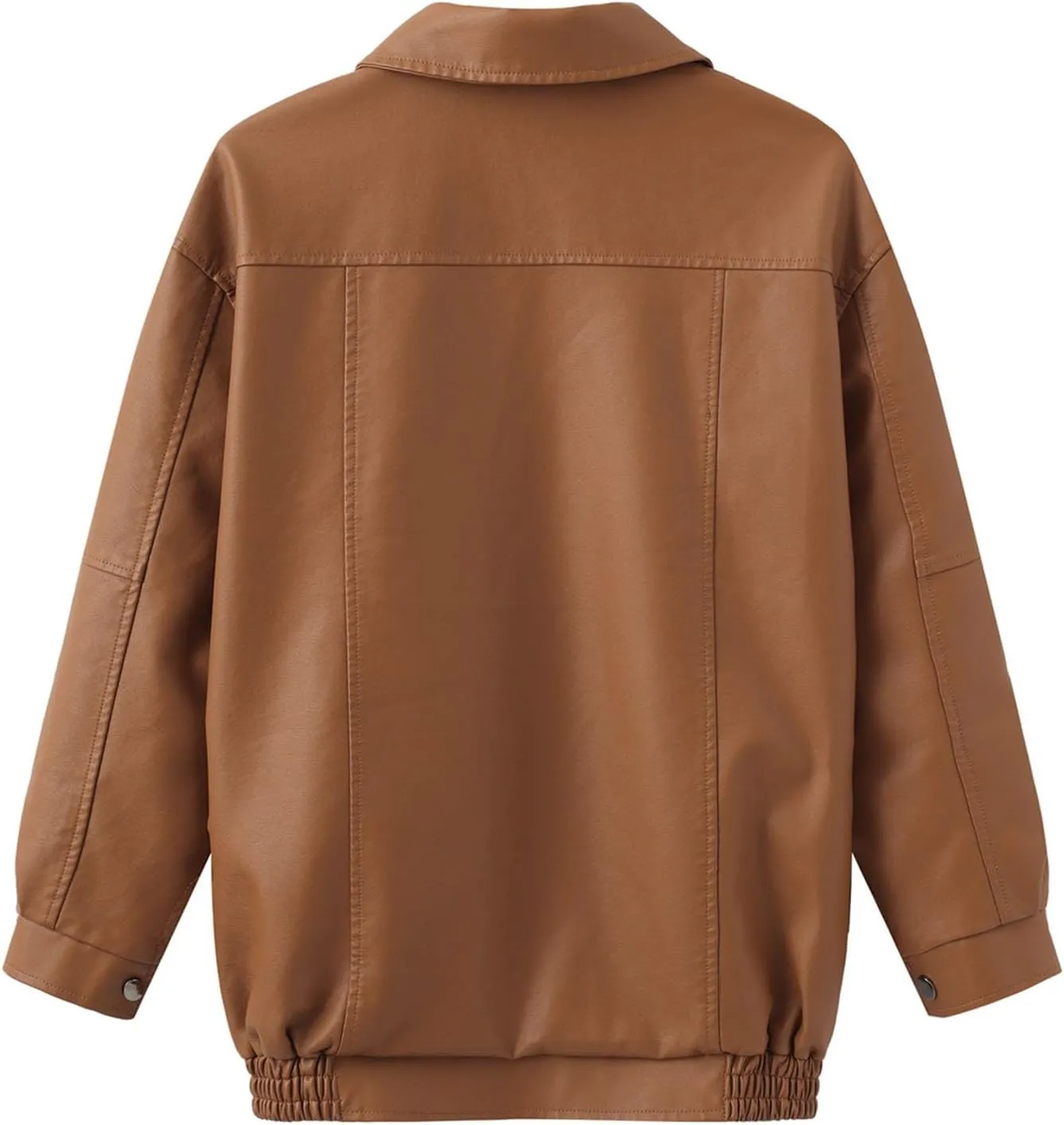 Womens Oversized Leather Jackets Faux Casual Zip Up Casual Bomber Fall Fashion Motorcycle Jacket with Pockets