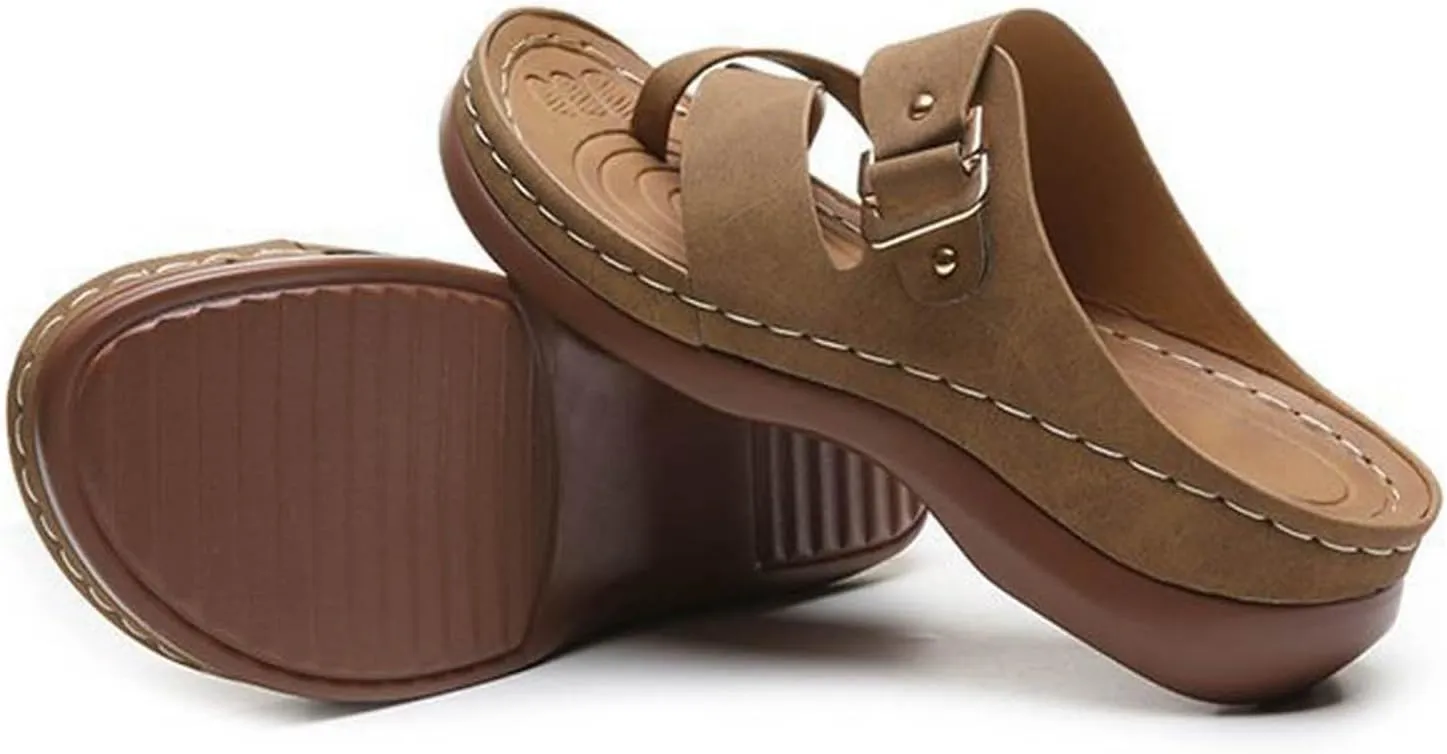 Women's Platform Slides Sandals Comfortable Arch Support Footbed Clip Toe Orthopedic Sandals Slip On Fashion Beach Wedge Sandals Casual Walking Shoes