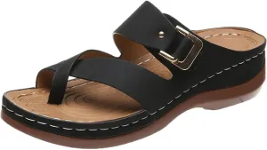 Women's Platform Slides Sandals Comfortable Arch Support Footbed Clip Toe Orthopedic Sandals Slip On Fashion Beach Wedge Sandals Casual Walking Shoes