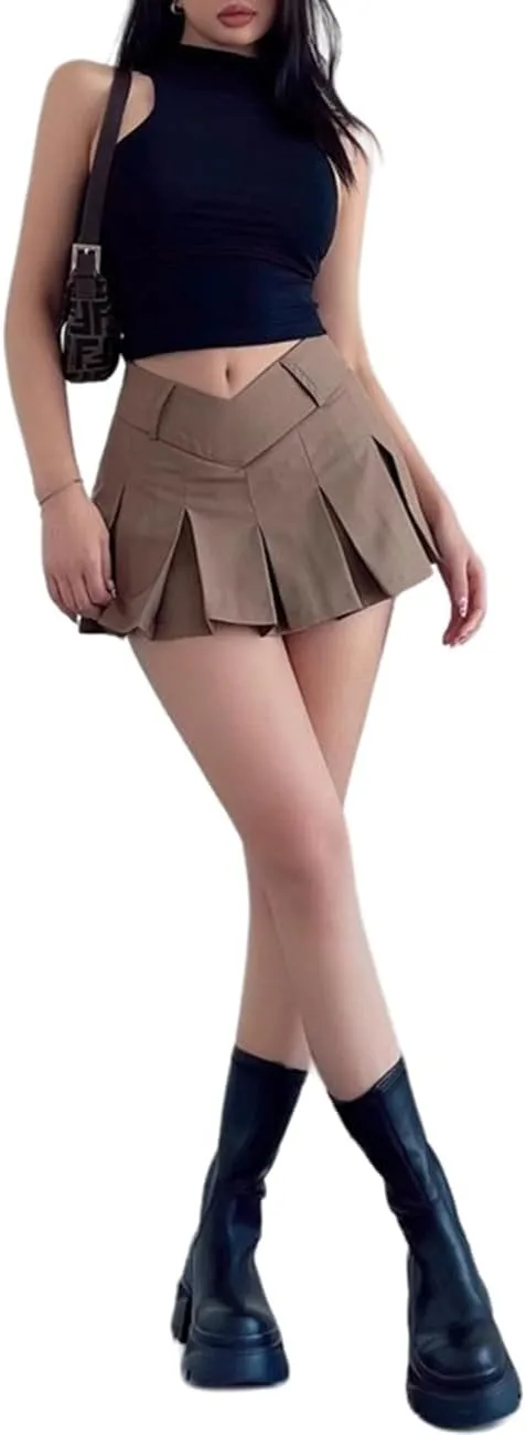 Women's Pleated Mini Skirts with Shorts Underneath