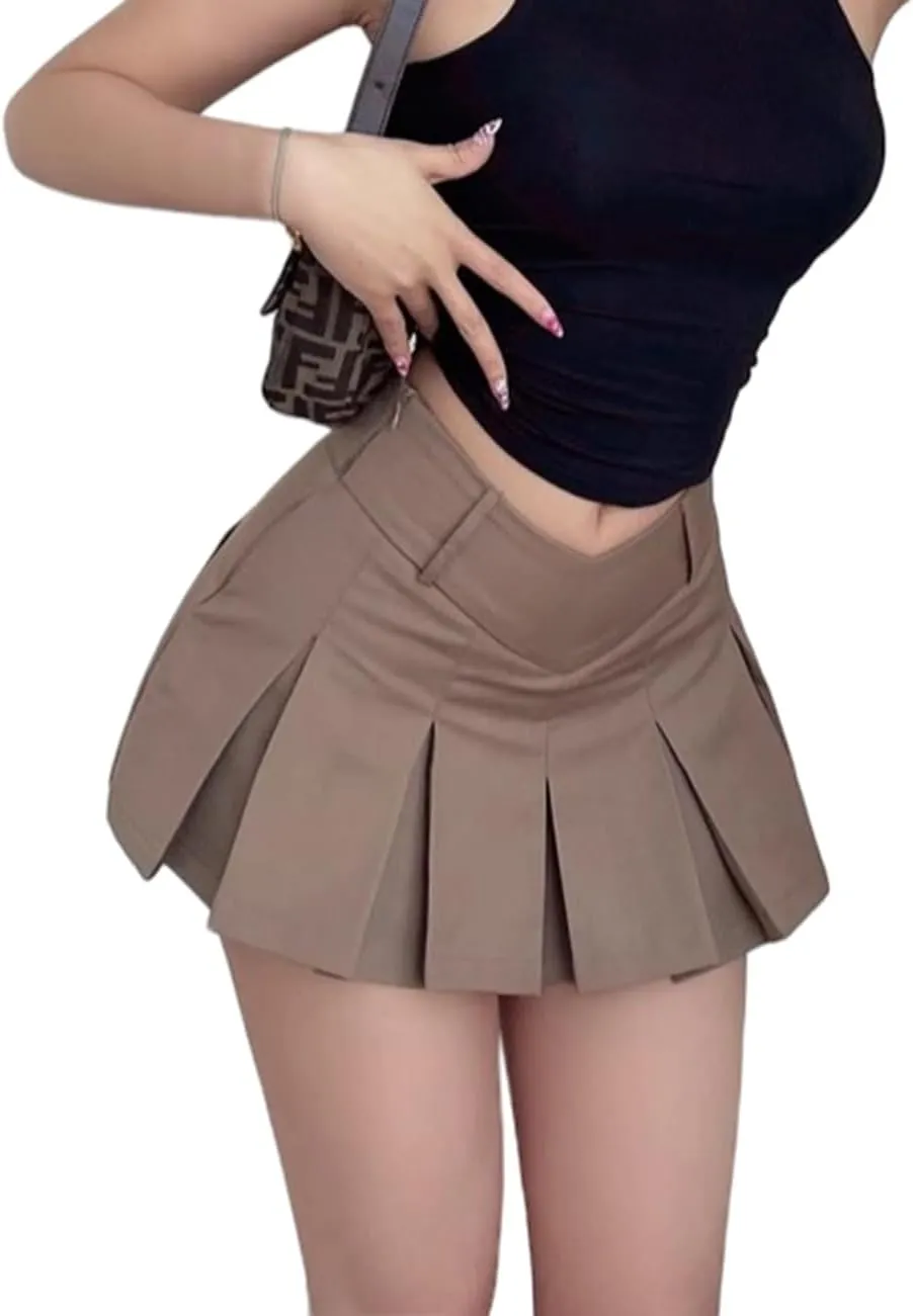 Women's Pleated Mini Skirts with Shorts Underneath